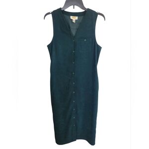 Talbots Green Velvet Button-Down Dress